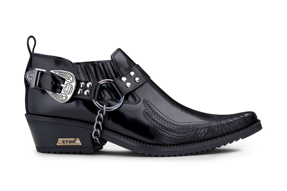 Infinity Eagle Cuban Heel Leather Cowboy Boots Black EU 46 2