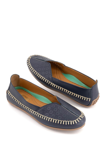 Andrea Women's Leather Loafers Navy US 10 4