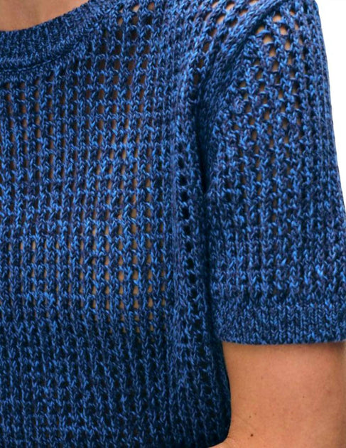 White + Warren Organic Cotton Mesh Top Blue XSmall 3