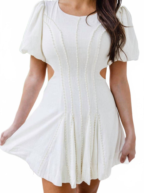 LENA Stole My Heart Pearl Dress White Medium 4