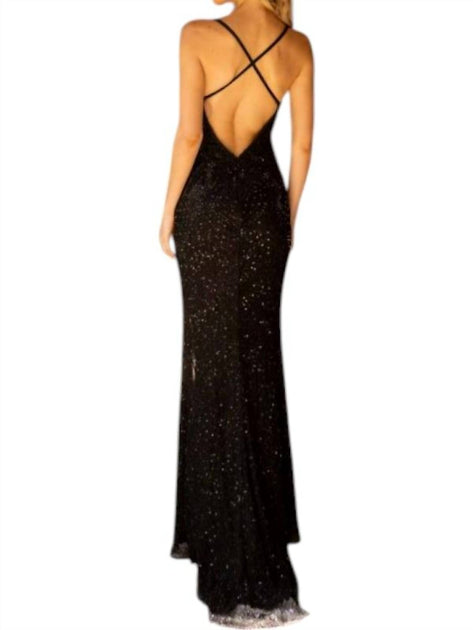 Criss Cross Back Prom Dress with Slit VMB17