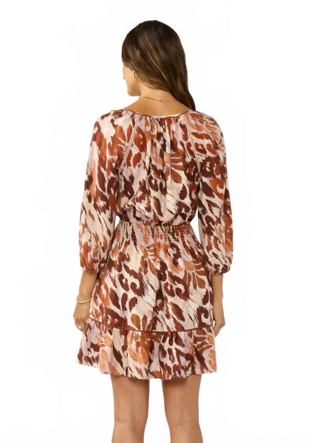 LOVESTITCH Clay Stroke Mini Dress Brown Medium 4