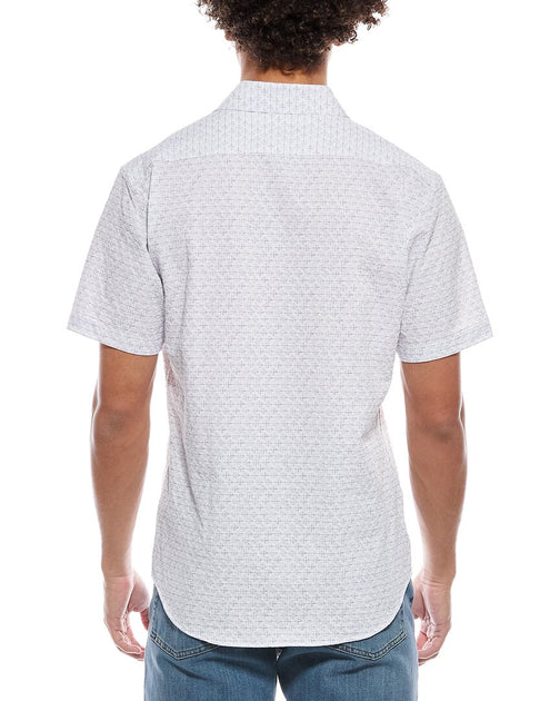 TailorByrd Geo Floral Printed Seersucker Short Sleeve Shirt White Medium 3