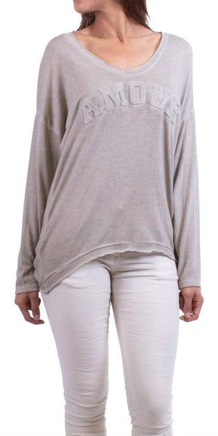 GIGI MODA Amour V-Ausschnitt Pullover Grau Einheitsgröße 3