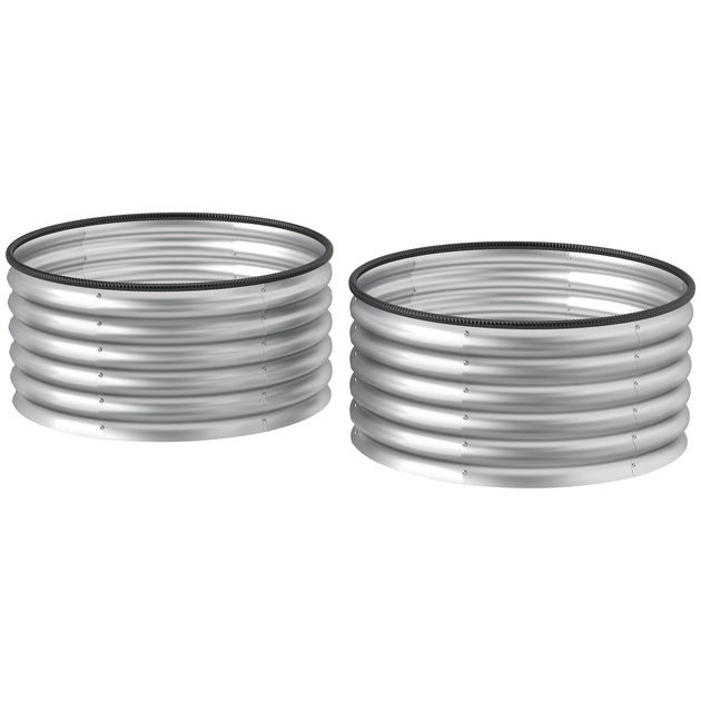 Hivvago Raised Metal Planter Box Silver 2-Pack 2