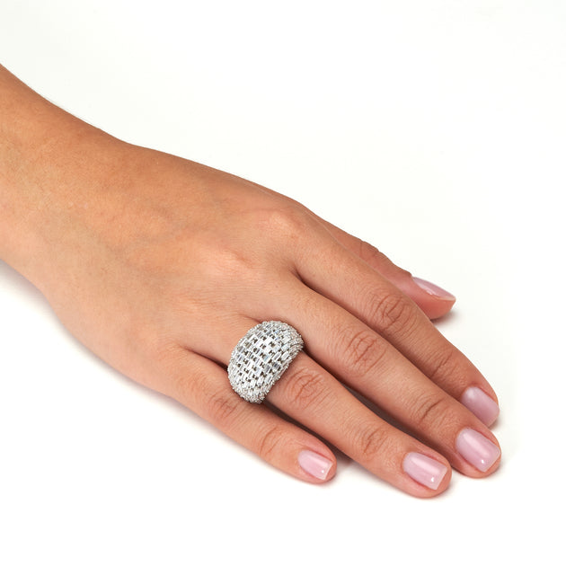 Palm 6.06 TCW Cubic Zirconia Silvertone Dome Ring White US 7 4