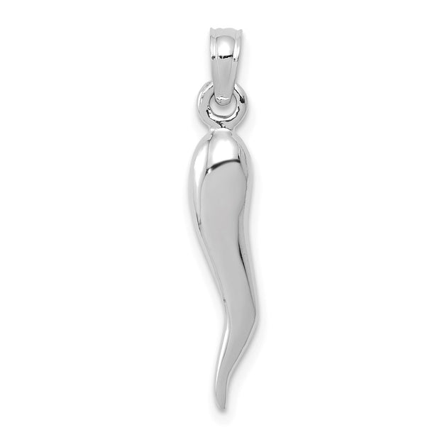 Diamond2Deal Medium 3-D Italian Horn Pendant Silver 2