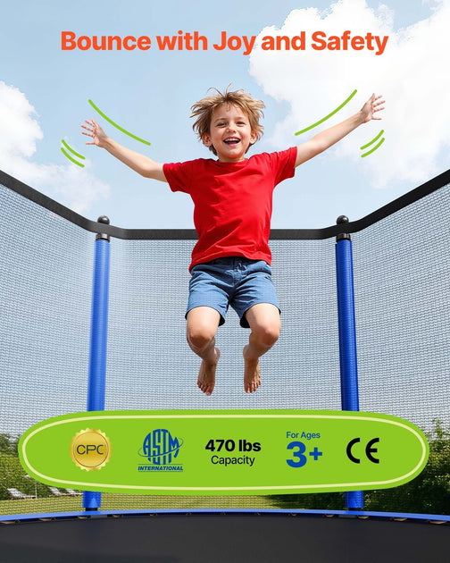 VEVOR 15FT Round Outdoor Trampoline Blue 4