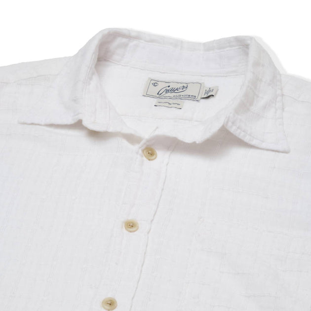 Grayers Bamboo Dobby Short Sleeve Shirt White XL 3