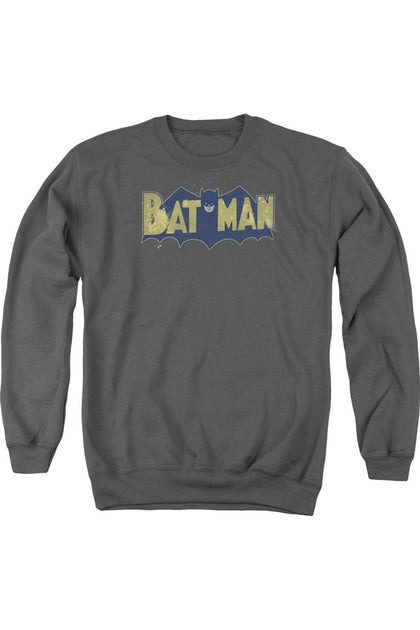 Gildan Batman Vintage Logo Splatter Crewneck Sweatshirt Grey Medium 2