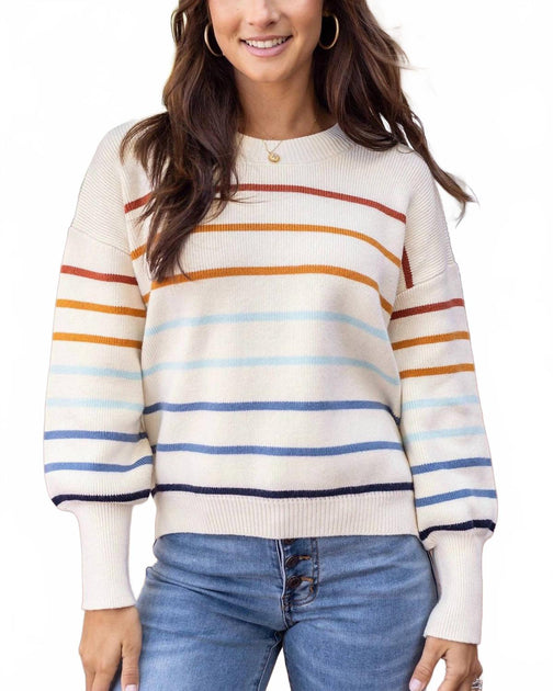 Pull Col Rond à Rayures Grace and Lace Multicolore XLarge 5