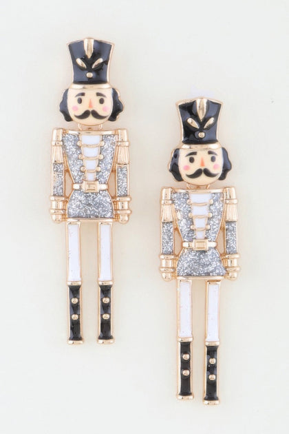 TRUEDAMES Glitter Nutcracker Drop Earrings Silver 4