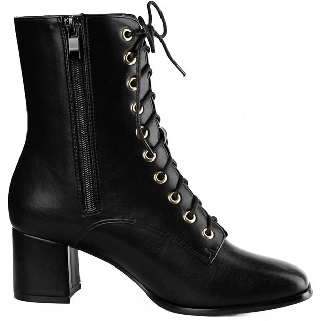 Allegra K Women's Lace Up Chunky Heel Boots Black US 7 3
