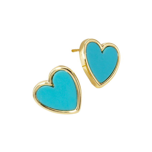 FASHNZFAB Heart Stud Earrings Blue 4