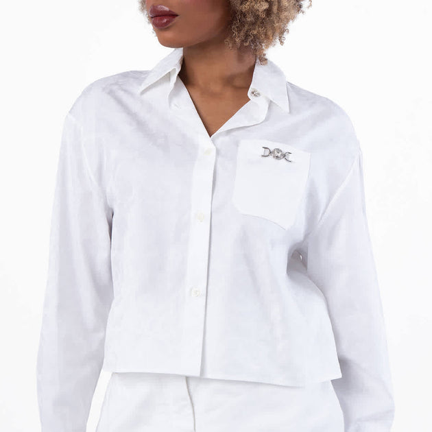 Versace Barocco Cropped Shirt White US 4 3