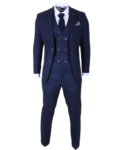 Robert Simon 3 Piece Suit Plaid Slim Fit Blue US 34 Regular 4