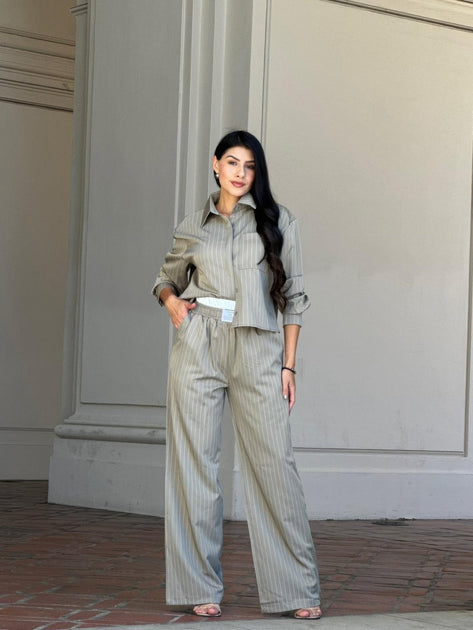 TRUEDAMES Striped Two-Piece Set Green Medium 3