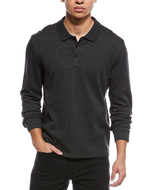 Vince Heathered Double Face Polo Shirt Grey Medium 2