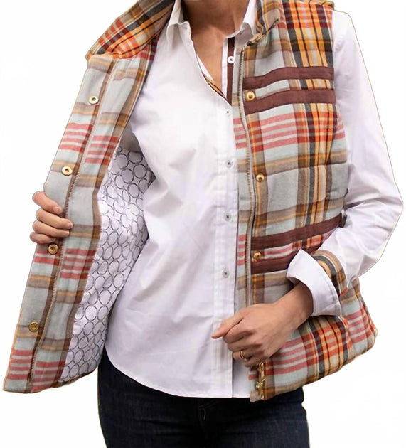Dizzy-Lizzie Rosey Plaid Vest Beige Small 2