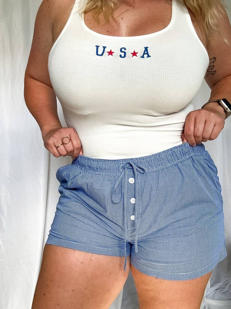 LE LIS Shorts Femme Beachside À Carreaux Bleu Small 2