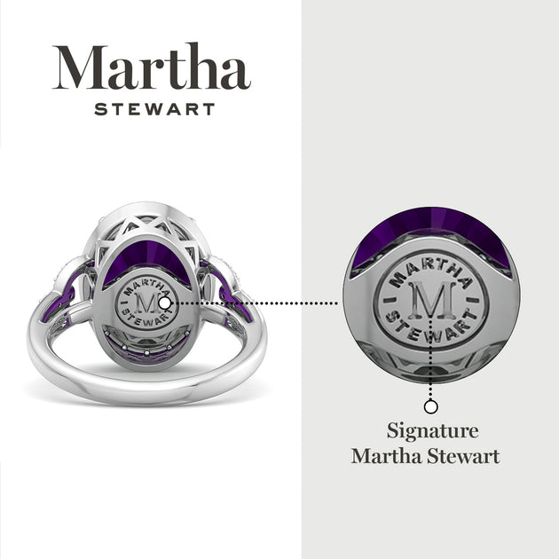 Martha Stewart Oval Gemstone Halo Ring Sterling Silver Multi US 9 8