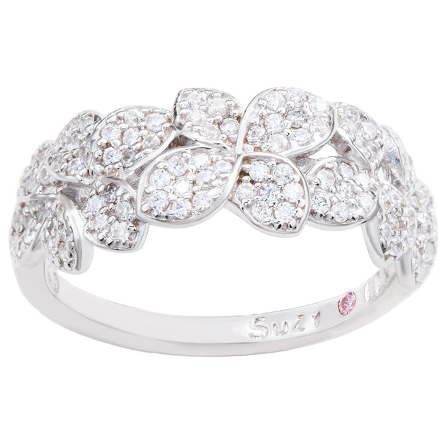 Suzy Levian Flower Band Ring Silver US 7 2