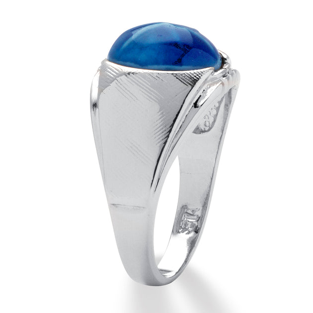 Palm Men's Oval Simulated Blue Star Sapphire Ring Blue US 14 3