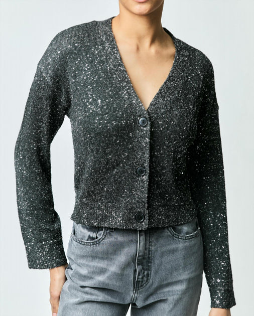 Derek Lam 10 Crosby Kalena Sequin Cardigan Grey Small 2