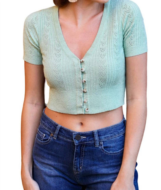 be cool Kammy V-Neck Crop Top Blue Medium/Large 2