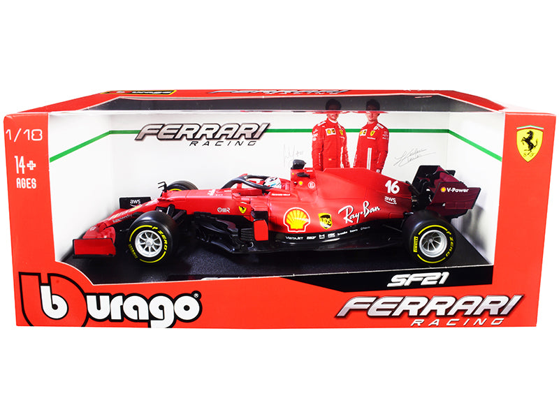 Bburago Ferrari SF21 Leclerc Formula One Car Red 1:18 3
