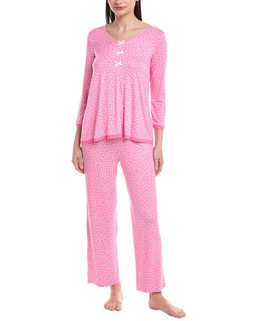 Ellen Tracy 2pc Top and Pant Pajama Set Pink Large 2