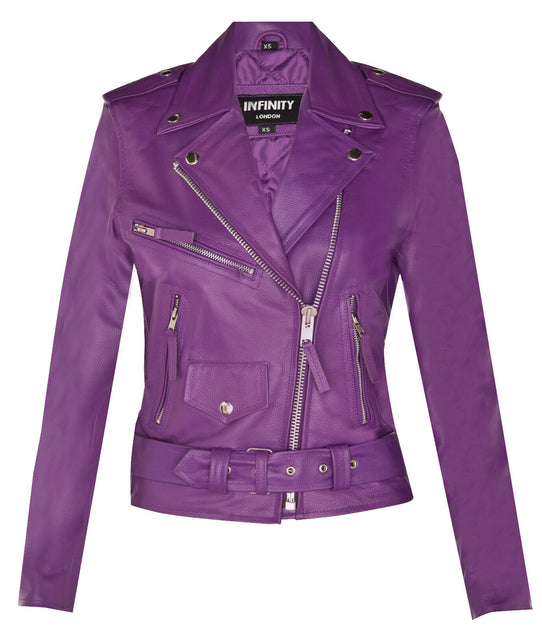 Infinity Mansfield Womens Cowhide Leather Biker Jacket Black 4XLarge 2