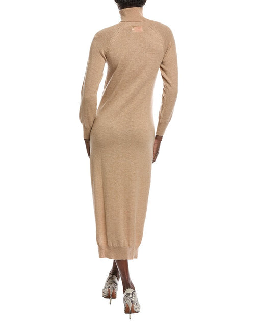 Brodie Cashmere Turtleneck Sweaterdress Beige Medium 3