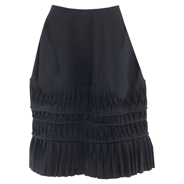 Junya Watanabe Wollmischung Plissierter Wickelrock mit Bindeschwarz EU 34 2