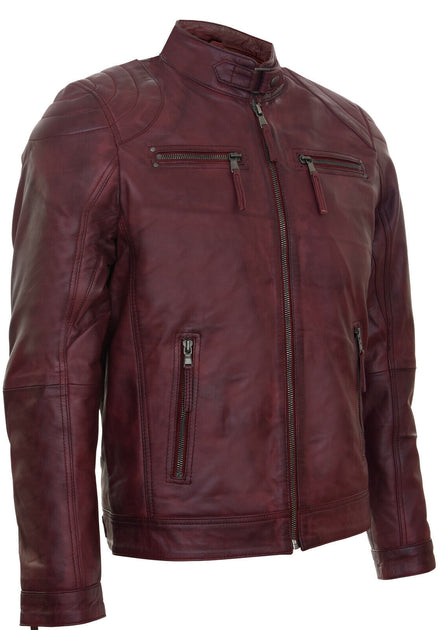 Infinity Mens Leather Biker Jacket Brown 4XLarge 3
