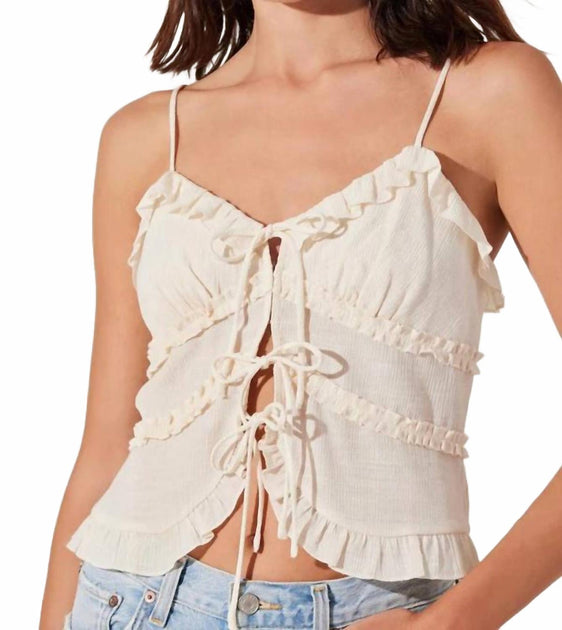 ASTR Bea Tie-Front Top Beige Large 2