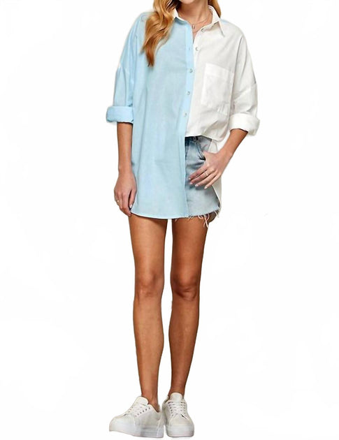 Twenty Ten Color Block Button Down Shirt Blue Small 4
