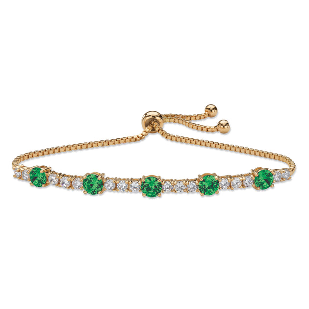 Palm Birthstone CZ Gold-Plated Bolo Bracelet Blue One Size 2