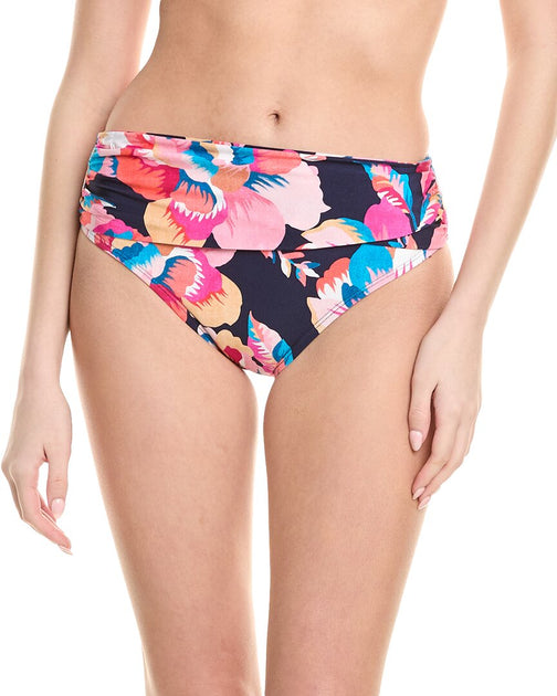 La Blanca Mid-Waist Overlap Sash Bikini Bottom Indigo US 16 2