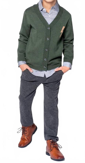 Appaman Boys Obi Button Front Cardigan Green US 14 2