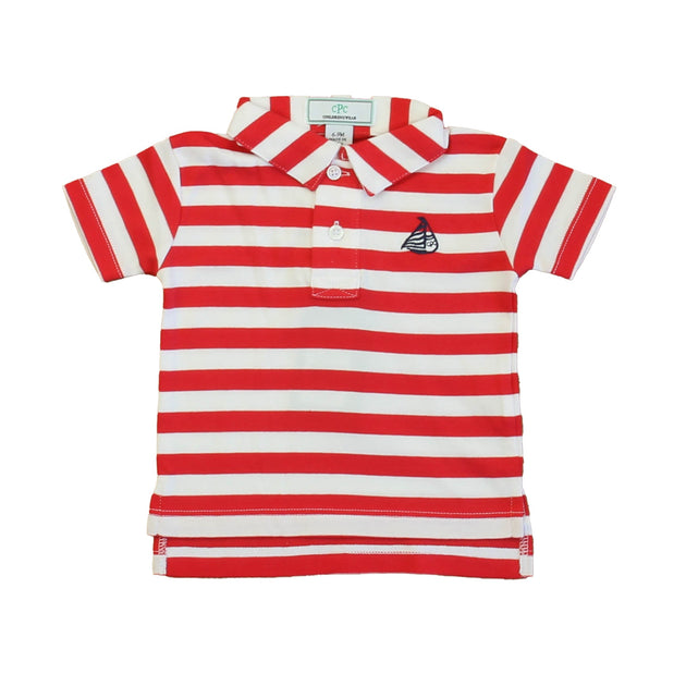 Classic Prep Boys Polo Shirt Red White Stripe 6-12 Months 3