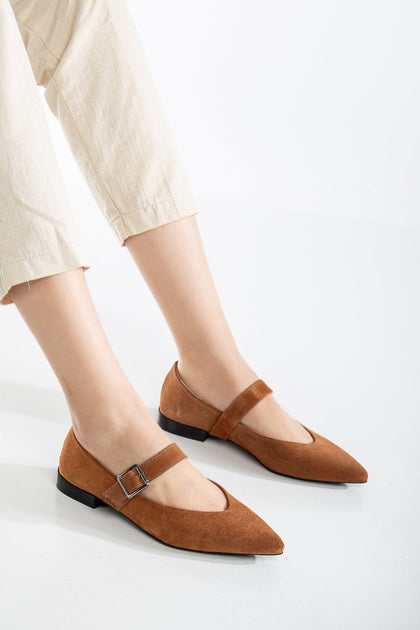 Forever & Always Willow Leather Mary Jane Flats Brown US 8 3