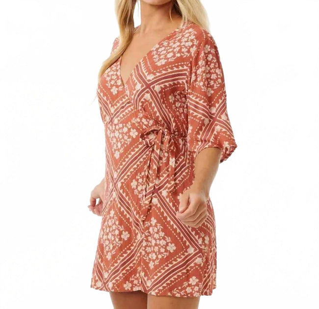 Rip Curl Soleil Wrap Mini Dress Brown XSmall 4