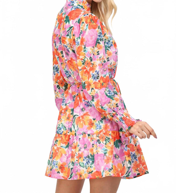 Fate Floral Button Front Dress Multi Medium 4