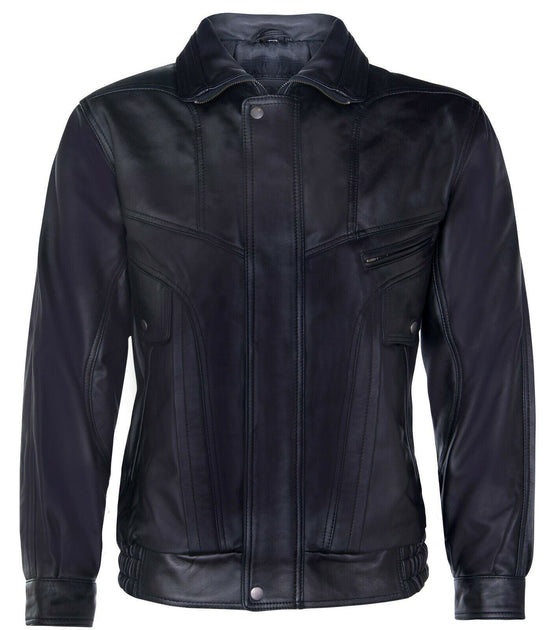 Infinity Mens Leather Bluson Tailored Bomber Jacket Brown Small 2