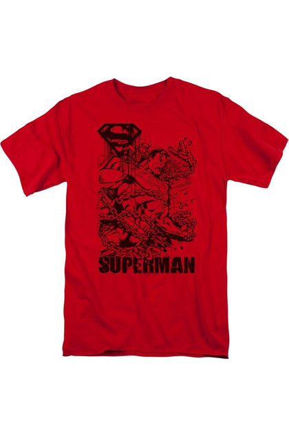 Gildan Superman Breaking Chains T-Shirt Red Large 2