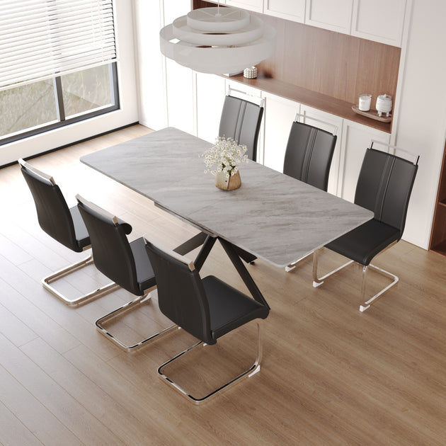 Streamdale Furniture Extendable Dining Table Set Brown 6