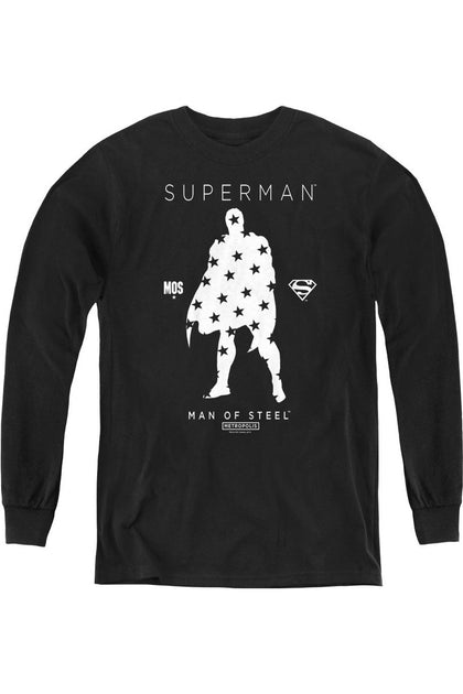 Gildan Superman Star Silhouette Youth Long Sleeve Tee Black Medium 2