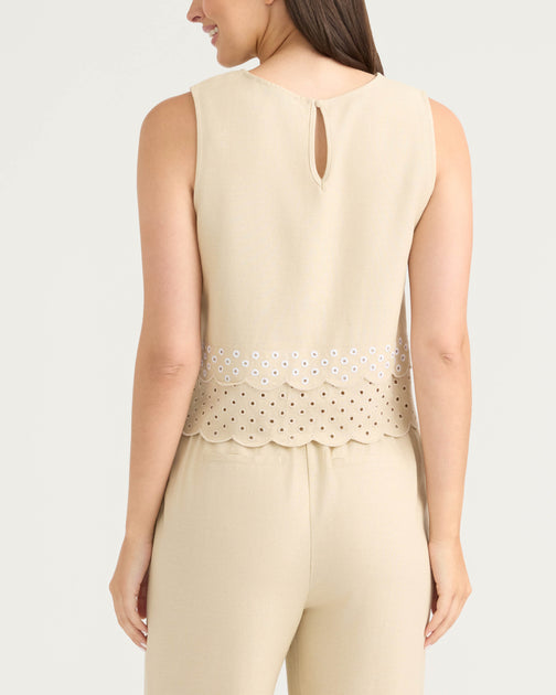 Ellen Tracy Sleeveless Top White Medium 3