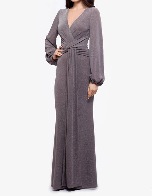 Betsy & Adam Clara Langarm Metallic Strickkleid Grau US 12 3